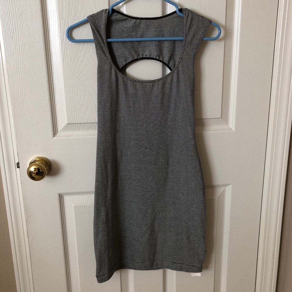 Stripe dress with cut out back